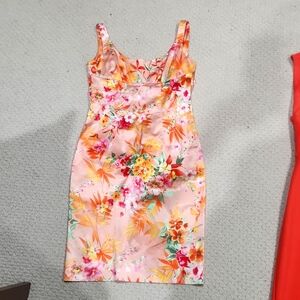D&G vintage satin floral pink tropical sleeveless dress size 28/42 fits like a 2